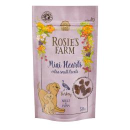 Rosie's Farm Puppy Snacks "Mini Hearts", indyk  - 3 x 50 g