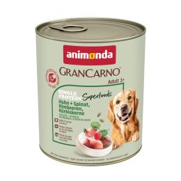 animonda GranCarno Adult Superfoods, 6 x 800 g - Kurczak, szpinak, maliny i pestki dyni
