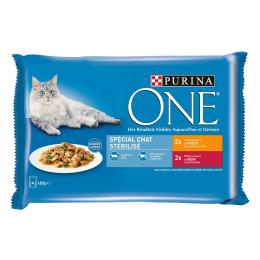 PURINA ONE Sterilised Cat 4 x 85 g - kurczak i wołowina