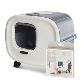 Kuweta dla kota Savic Mira - Pakiet starowy: kuweta szaro-biała + 2 filtry