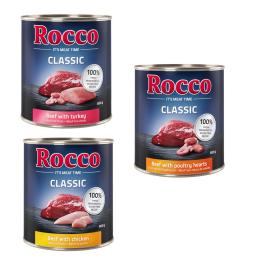 Megapakiet Rocco Classic, 24 x 800 g - Pakiet mieszany drób: wołowina/kurczak, wołowina/serca drobiowe, wołowina/indyk