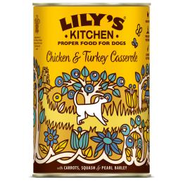 Lily's Kitchen Adult Dog, 6 x 400 g - Kurczak i indyk z marchewką, dynią i kaszą perłową