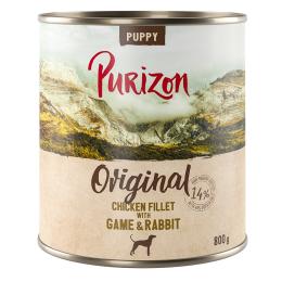 Purizon Original, 12 x 800 g  - Puppy: Filet z kurczaka z dziczyzną i królikiem