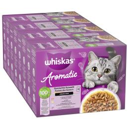 Megapakiet Whiskas 1+ Aromatic Selection, 96 x 85 g - Pakiet mieszany w sosie