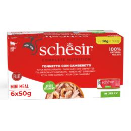 Schesir Complete Nutrition, filet w galarecie, 6 x 50 g w puszce - Tuńczyk z krewetkami