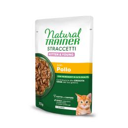 Natural Trainer Straccetti Kitten & Young, paski w sosie, 28 x 70 g - Kurczak