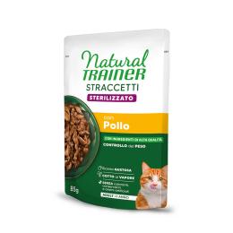 38 + 10 gratis! Natural Trainer, karma mokra, 48 x 85 g - Straccetti Adult Sterilised, paski w sosie, kurczak