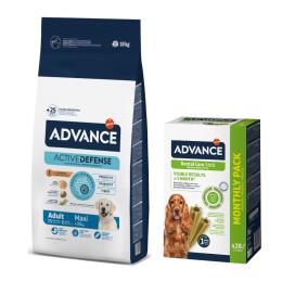 Advance: karma sucha, różne rodzaje + przysmak, 150 / 360 / 720 g gratis! - Maxi Adult, 18 kg + Medium/Maxi Sticks, 720 g