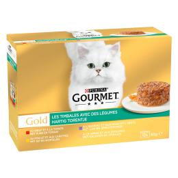 Megapakiet Gourmet Gold Ragout, w sosie, 48 x 85 g - Pakiet mięsny z warzywami (kurczak, wołowina, jagnięcina, indyk)