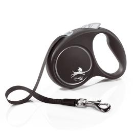 flexi Black Design smycz taśmowa, czarna, 5 m - S: do 15 kg
