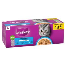 Pakiet Whiskas 1+ Adult, saszetki, 48 x 85 g - Wybór dań rybnych w galarecie