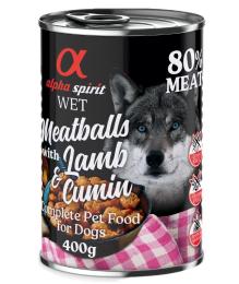 alpha spirit Dog Meatballs, 6 x 400 g - Jagnięcina z kminem rzymskim