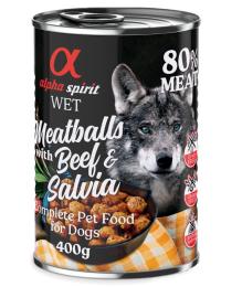 alpha spirit Dog Meatballs, 6 x 400 g - Wołowina z szałwią