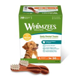 Whimzees by Wellness Monthly Toothbrush Box - Rozmiar L: dla dużych psów (1,8 kg, 30 szt.)