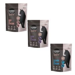 15 zł taniej! Cosma, karma sucha dla kota, 3 x 400 g - Air-Dried, łosoś i kurczak, 400 g + wołowina i kurczak, 400 g + kaczka i kurczak, 400 g