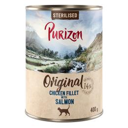 Purizon Adult Sterilised, bez zbóż, 6 x 400 g - Filet z kurczaka z łososiem