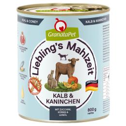 Pakiet GranataPet Liebling's Mahlzeit, 12 x 800 g - Cielęcina i królik