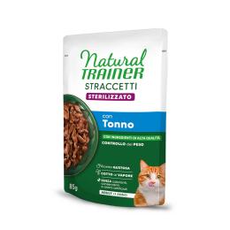 38 + 10 gratis! Natural Trainer, karma mokra, 48 x 85 g - Straccetti Adult Sterilised, paski w sosie, tuńczyk