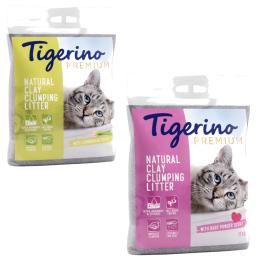 Pakiet mieszany Tigerino Premium, 2 x 12 kg - Zapach pudru dziecięcego +  zapach trawy cytrynowej