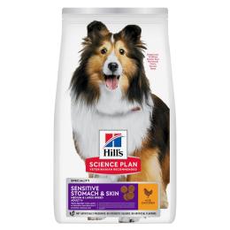 Dwupak Hill's - Adult 1 + Sensitive Stomach & Skin Medium, kurczak, 2 x 12 kg