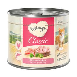 Megapakiet Feringa Classic Meat Menu Kitten, 24 x 200 g - Łosoś i kurczak
