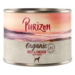 Korzystny pakiet Purizon Organic, 12 x 200 g - Biowołowina i biokurczak z biomarchewką