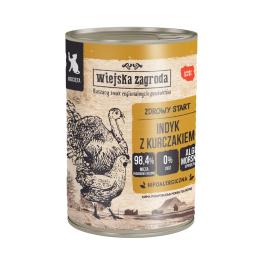 Korzystny pakiet Wiejska Zagroda Cat, 24 x 400 g - Kitten, indyk z kurczakiem