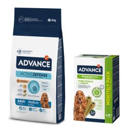 Advance: karma sucha, różne rodzaje + przysmak, 150 / 360 / 720 g gratis! - Medium Adult, 18 kg + Medium/Maxi Sticks, 720 g
