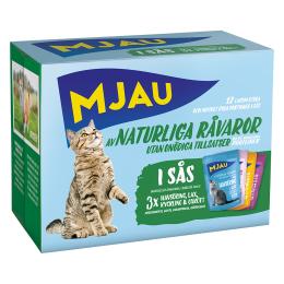 Mjau Cat w saszetkach, 12 x 85 g - Pakiet mieszany rybno-mięsne menu w sosie (4 smaki)