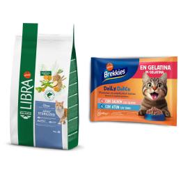Libra Cat, karma sucha + Brekkies Daily Delice, łosoś i tuńczyk, 4 x 85 g gratis! - Sterilized, tuńczyk, 12 kg