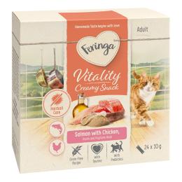 Korzystny pakiet Feringa Vitality Creamy Snacks - Łosoś z kurczakiem, 96 x 10 g