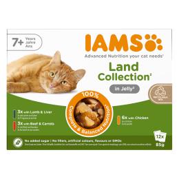 IAMS Advanced Nutrition Senior 7+ Land Collection w galarecie - 48 x 85 g (3 smaki)