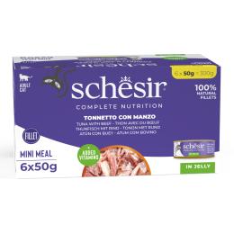 Schesir Complete Nutrition, filet w galarecie, 6 x 50 g w puszce - Tuńczyk z wołowiną