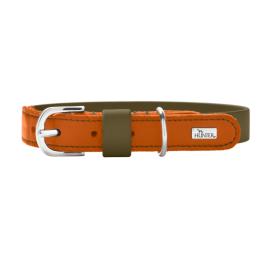 HUNTER obroża Wolmar z BioThane® i skóry, khaki/pomarańczowa - Rozmiar S: dł. 45 cm, szer. 19 mm