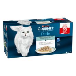 Megapakiet mieszany Gourmet Perle, 60 x 85 g - Morskie delikatesy w sosie (4 smaki)