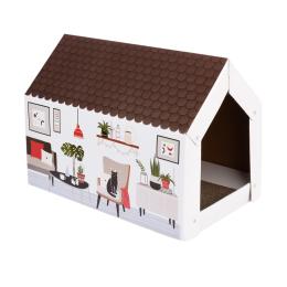 Domek dla kota XL Home z matą do drapania, wersja zimowa - Dł. x szer. x wys.: 58 x 36 x 41 cm