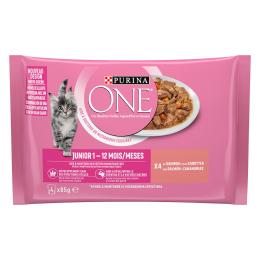 16 + 4 gratis! PURINA ONE, karma mokra dla kota, 20 x 85 g - Junior, łosoś z marchewką