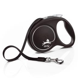 flexi Black Design smycz taśmowa, czarna, 5 m - M: do 25 kg
