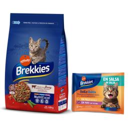 Brekkies: karma sucha, 3 kg / 3,5 kg + Daily Delice, 4 x 85 g gratis! - Wołowina, 3,5 kg + Kurczak i indyk