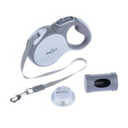 Nomad Tales Calma smycz automatyczna w zestawie, 5 m - Smycz, latarka i dozownik worków na odchody